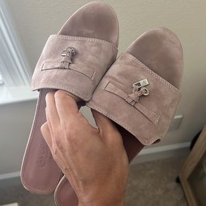Blush Pink suede Slides with Dust bag